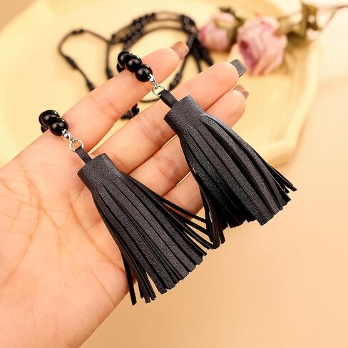 Long Pearl Necklace for Women Multilayer Faux Pearl Bead Long Strand Chain Chunky Big Pearl Necklace Vintage Stacked Tassel Strands Necklace Bridal Wedding Party 1920s Costume Jewelry in Saudi Arabia