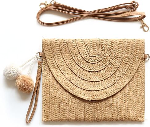 محفظة قطر القش الشاطئ الصيفية للسيدات - حقيبة يد محفظة كتف كتف كتف in Kuwait