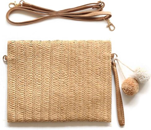 محفظة قطر القش الشاطئ الصيفية للسيدات - حقيبة يد محفظة كتف كتف كتف in Kuwait