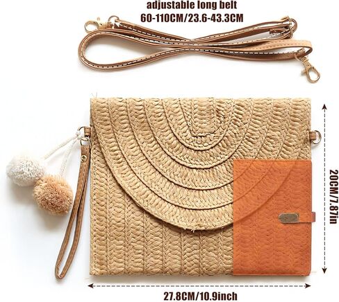 محفظة قطر القش الشاطئ الصيفية للسيدات - حقيبة يد محفظة كتف كتف كتف in Kuwait