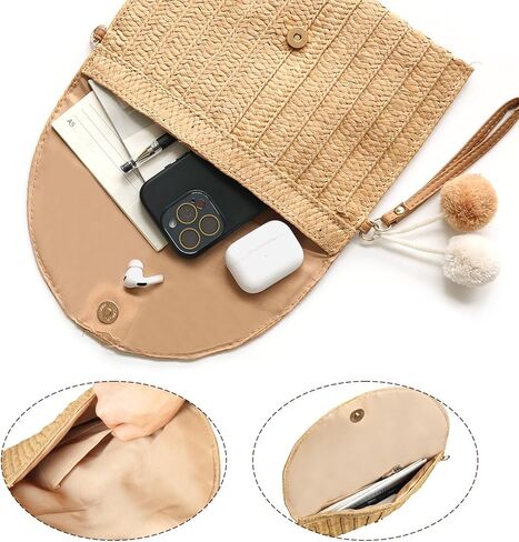 محفظة قطر القش الشاطئ الصيفية للسيدات - حقيبة يد محفظة كتف كتف كتف in Kuwait