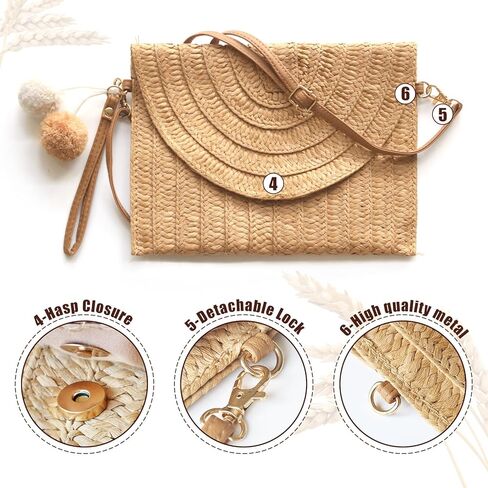 محفظة قطر القش الشاطئ الصيفية للسيدات - حقيبة يد محفظة كتف كتف كتف in Kuwait