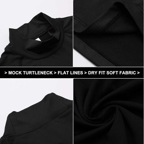 Men's Compression Shirts Long Sleeve Athletic Running Tops Football Turtle Neck Shirts Sport Baselayer Undershirt in Kuwait