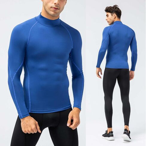 Men's Compression Shirts Long Sleeve Athletic Running Tops Football Turtle Neck Shirts Sport Baselayer Undershirt in Kuwait