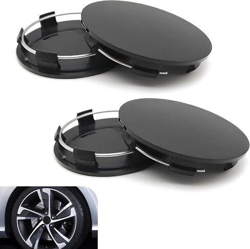 CAP-4 CAR 2.3 "OD 2.2" CENT ID TYRE CENTER CAP ، ABS ABS ABS مضاد للوقاية من الغبار ، تزيين تثبيت التثبيت المضاد للسقوط ، Universal for Cars (BALCK) in Kuwait