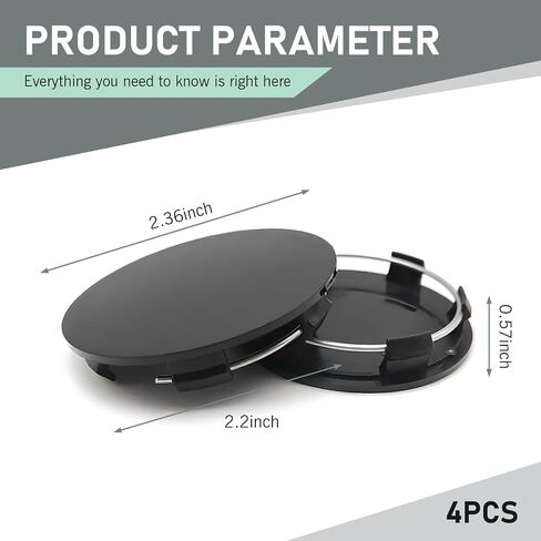 CAP-4 CAR 2.3 "OD 2.2" CENT ID TYRE CENTER CAP ، ABS ABS ABS مضاد للوقاية من الغبار ، تزيين تثبيت التثبيت المضاد للسقوط ، Universal for Cars (BALCK) in Kuwait