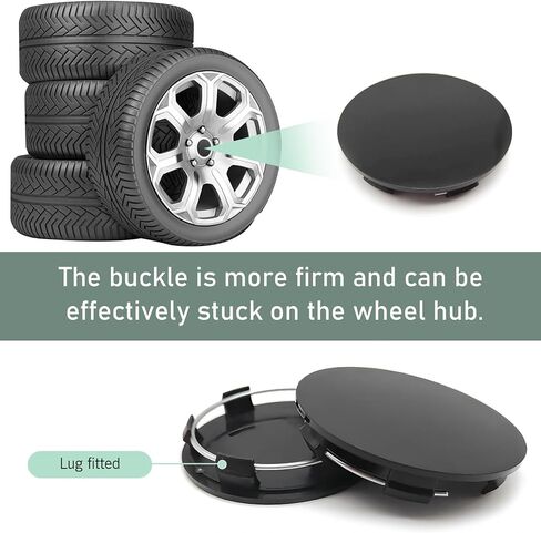 CAP-4 CAR 2.3 "OD 2.2" CENT ID TYRE CENTER CAP ، ABS ABS ABS مضاد للوقاية من الغبار ، تزيين تثبيت التثبيت المضاد للسقوط ، Universal for Cars (BALCK) in Kuwait