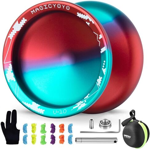 MAGICYOYO V10 Blue Red Unresponsive Yoyo Professional Yoyo with 12 Yoyo Strings, Yoyo Case, Yoyo Glove in Kuwait