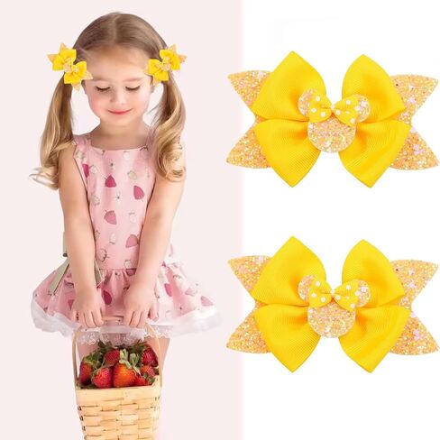 Sparkling Mouse Ears Bow Clips for Baby Girls – Set of 2 with Glitter Bows & Adorable Mouse Ears – Perfect for Girls' Birthdays, Back to School, Theme Parks & Parties (Black) in Kuwait