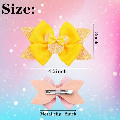 Sparkling Mouse Ears Bow Clips for Baby Girls – Set of 2 with Glitter Bows & Adorable Mouse Ears – Perfect for Girls' Birthdays, Back to School, Theme Parks & Parties (Black) in Kuwait