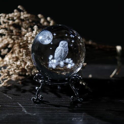 60 mm Crystal Ball 3D Laser Butterfly Figurine - Glass Paperweight & Decorative Ball with Stand – Glass Ball Ornaments for Home & Office Decor, Gifts for Women Girls Wife Daughter in Saudi Arabia