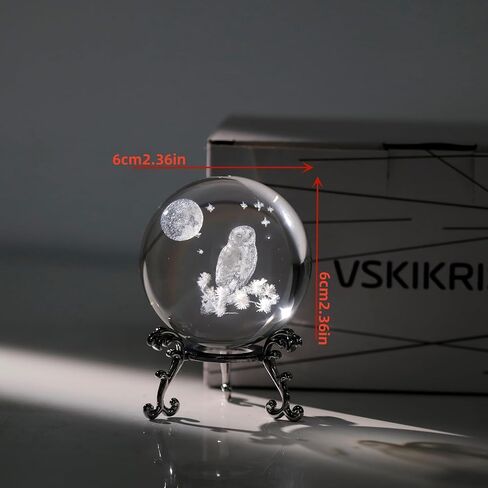 60 mm Crystal Ball 3D Laser Butterfly Figurine - Glass Paperweight & Decorative Ball with Stand – Glass Ball Ornaments for Home & Office Decor, Gifts for Women Girls Wife Daughter in Saudi Arabia