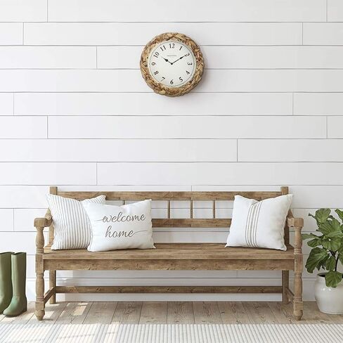 Presentime & Co Farmhouse Series, Rustic Woven Clock, 10.5 inch, Natural Woven Water Hyacinth/Sea Grass. Wall Sculpture, Wall Art and Timepiece for Home Decoration/Decoration/Farmhouse Décor. in Saudi Arabia