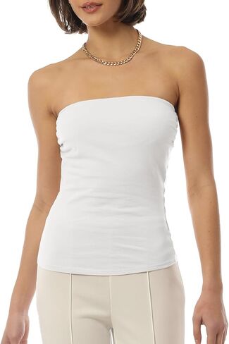 Mixmatchy Women's Basic Casual Long Bandeau Tube Top Top Briterless Lundershirts in Kuwait