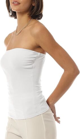 Mixmatchy Women's Basic Casual Long Bandeau Tube Top Top Briterless Lundershirts in Kuwait