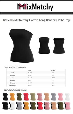 Mixmatchy Women's Basic Casual Long Bandeau Tube Top Top Briterless Lundershirts in Kuwait