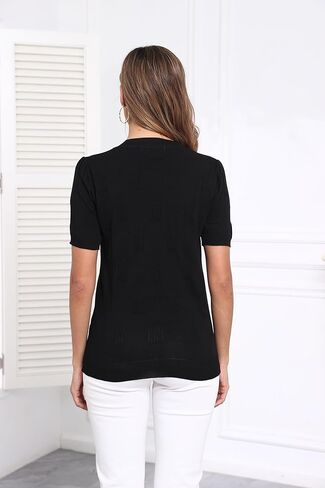 Ninedaily Women's Tops Short Sleeve Sweater Knit T-Shirts Dressy Casual Blouses in Kuwait