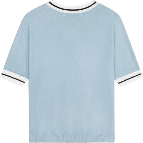 Womens Lightweight Cute Bow Tie Sweater Spring 2025 Business Casual Outfits V Neck Short Sleeve Tops in Kuwait