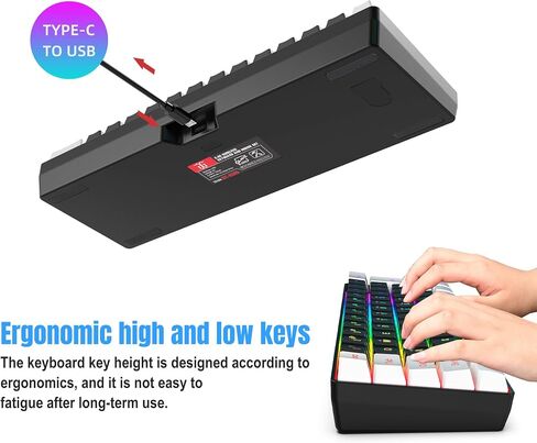 Snpurdiri 2.4G 60% Wireless Gaming Keyboard and Mouse Combo, Black-White in Kuwait