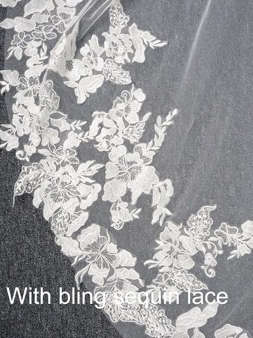 Cathedral Length 3M Sequin Wedding Bridal Veil With Metal Comb in Kuwait