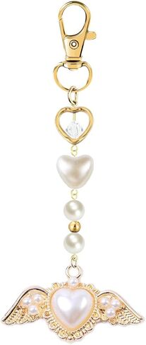 Agromusk Gold Bow Keychain Bag Charms for Women Heart Pearl Beaded Coquette Aesthetic Purse Charms in Kuwait