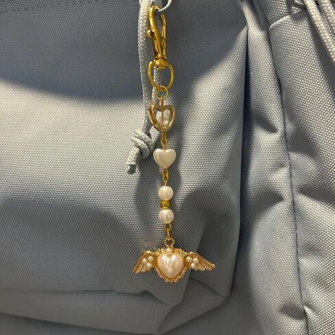 Agromusk Gold Bow Keychain Bag Charms for Women Heart Pearl Beaded Coquette Aesthetic Purse Charms in Kuwait