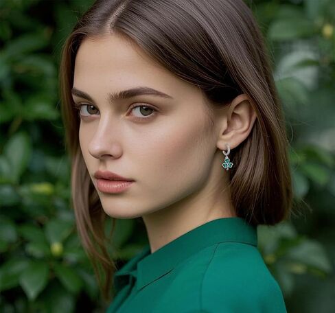 SLUYNZ 925 Sterling Silver Green Heart Clover Dangle Earrings for Women Teen Girls CZ Shamrock Drop Earrings for Spring in Saudi Arabia