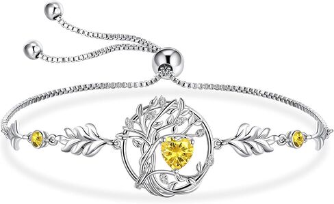 S925 Sterling Silver Tree Of Life Birthstone Heart Charm Bracelet Gifts for Women Jewelry Anniversary Valentines Day Birthday Gifts Bracelets in Kuwait