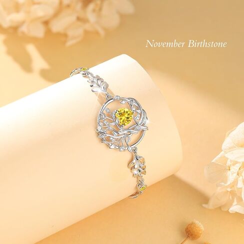 S925 Sterling Silver Tree Of Life Birthstone Heart Charm Bracelet Gifts for Women Jewelry Anniversary Valentines Day Birthday Gifts Bracelets in Kuwait