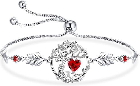 S925 Sterling Silver Tree Of Life Birthstone Heart Charm Bracelet Gifts for Women Jewelry Anniversary Valentines Day Birthday Gifts Bracelets in Kuwait