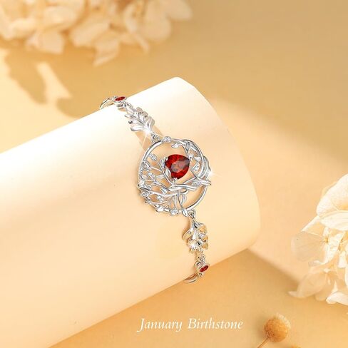 S925 Sterling Silver Tree Of Life Birthstone Heart Charm Bracelet Gifts for Women Jewelry Anniversary Valentines Day Birthday Gifts Bracelets in Kuwait