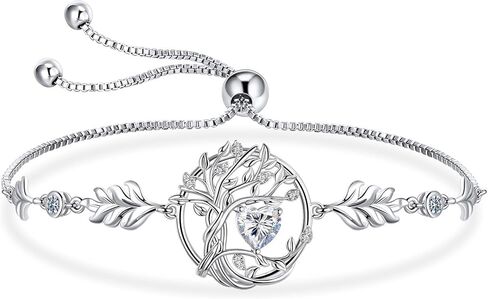 S925 Sterling Silver Tree of Life Birthstone Heart Charm Gifts for Women المجوهرات الذكرى السنوية in Kuwait