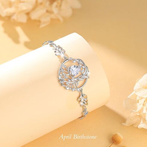S925 Sterling Silver Tree of Life Birthstone Heart Charm Gifts for Women المجوهرات الذكرى السنوية in Kuwait
