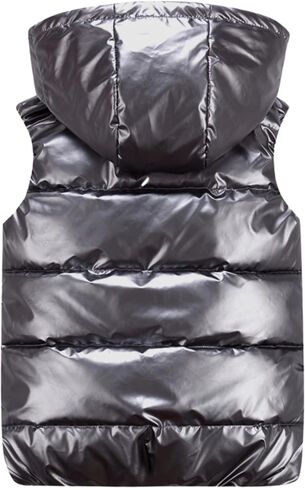 FindThy Women’s Shiny Puffer Down Vest Quilted Zip Up Hat Collar Pocketed Sleeveless Jacket in Saudi Arabia