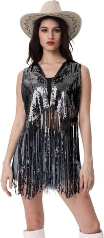 Women Fringe Sequin perchcoat - تاسيل سترة 70s الهبي كارديجان برشام أكمام in Kuwait