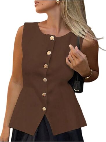 GORGLITTER Women's Sleeveless Metallic Knit Tops Fashion Vest Business Casual Cardigan Western Country Concert Outfits in Saudi Arabia