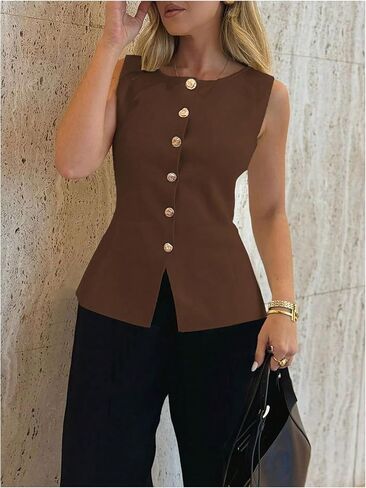 GORGLITTER Women's Sleeveless Metallic Knit Tops Fashion Vest Business Casual Cardigan Western Country Concert Outfits in Saudi Arabia