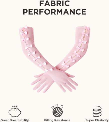 BABEYOND Lace Gloves for Women - Princess Gloves Long Stretchy Bow Mesh Tulle Sheer for Costume Opera Party in Kuwait