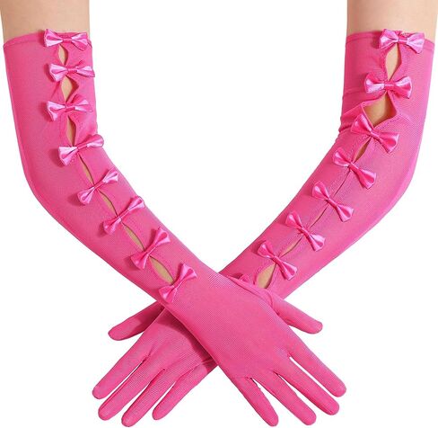 BABEYOND Lace Gloves for Women - Princess Gloves Long Stretchy Bow Mesh Tulle Sheer for Costume Opera Party in Kuwait