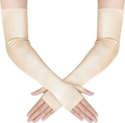 BABEYOND Opera Gloves for Women - Halloween Costume Long Satin Fingerless Gloves Stretchy Adult Size Elbow Length in Saudi Arabia