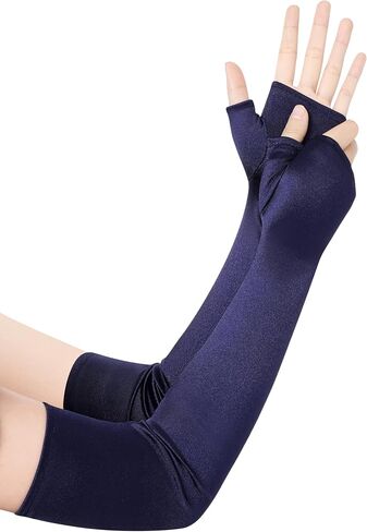 BABEYOND Opera Gloves for Women - Halloween Costume Long Satin Fingerless Gloves Stretchy Adult Size Elbow Length in Saudi Arabia