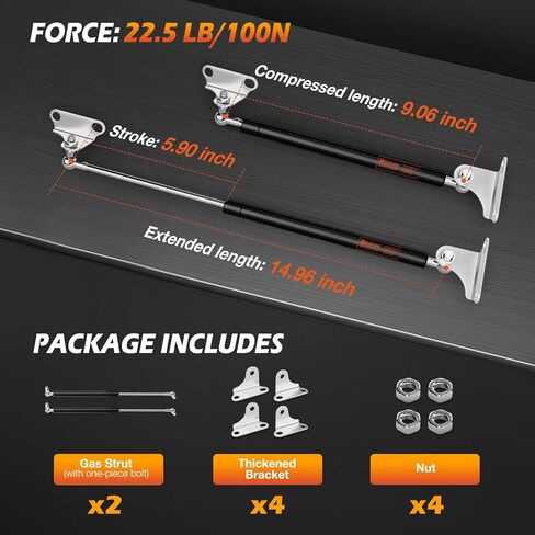 Heavy Duty Gas Struts 23 inch 100lbs with Mounting Brackets for RV Bed, Universal Gas Shocks Spring Lift Strut Kit 23in for Basement Storage Door Mattress Heavy Lid and DIY Project, Set of 2 in Saudi Arabia
