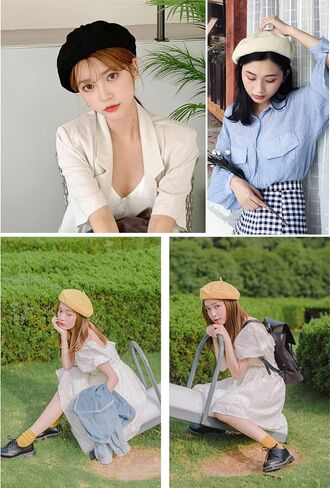 GUZOSJO Straw Beret Summer French Beret Hats for Women Artist Crochet Beret Cap Causal Beanie Hat in Saudi Arabia