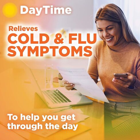 Amazon Basic Care Daytime and Nighttime Cold and Flu Relief Syrup Combo Pack, Powerful Liquid Flu and Cold Medicine for Day and Night, Gluten Free, Original & Cherry, 12 fl oz (Pack of 2) in Saudi Arabia