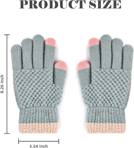 Winter Wool Fleece Lined Knit Gloves for Women Girls，Warm Full Fingers Gloves with Touch Screen for Cold Weather in Kuwait