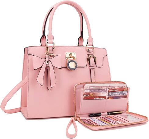 Qiyuer Women Purses And Handbags Set Ladies Top Handle Satchel Tote Shoulder Work Bag With Matching Clutch Wallet 2PCS in Saudi Arabia