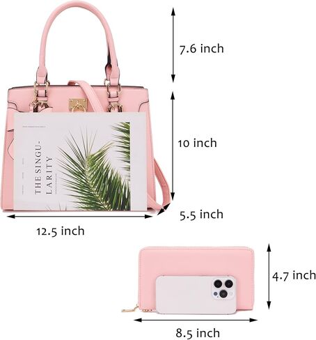 Qiyuer Women Purses And Handbags Set Ladies Top Handle Satchel Tote Shoulder Work Bag With Matching Clutch Wallet 2PCS in Saudi Arabia