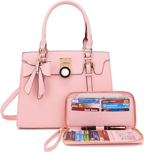 Qiyuer Women Purses And Handbags Set Ladies Top Handle Satchel Tote Shoulder Work Bag With Matching Clutch Wallet 2PCS in Saudi Arabia