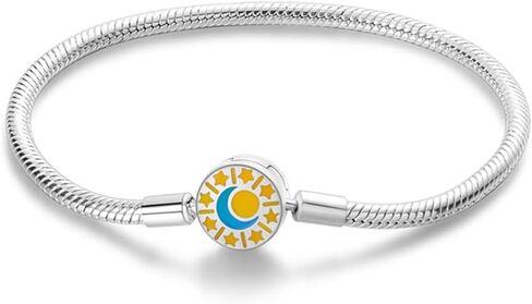Kunsir 925 Sterling Silver Snake Stain Bracelet مع 5A Zirconia Cubic Pentagram متوافق مع Pandora Charms ، عيد أم عيد الميلاد in Kuwait
