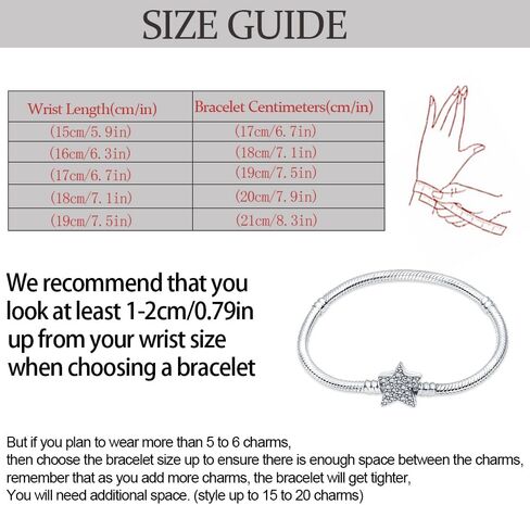 KUNSIR 925 Sterling Silver Snake Chain Bracelet with 5A Cubic Zirconia Pentagram Compatible with Pandora charms, Christmas Mother's Day in Kuwait